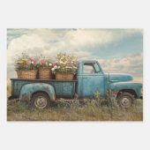 Oude Blauwe Boerderijtrucks Decoupage Inpakpapier Vel (Voorkant)