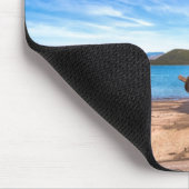 Oude blauwe boot bij het strand muismat (Hoek)