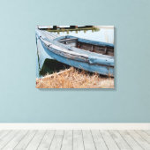 Oude blauwe boot canvas afdruk (Insitu (Houten vloer))