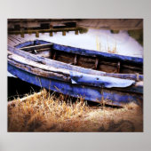Oude blauwe boot poster (Voorkant)
