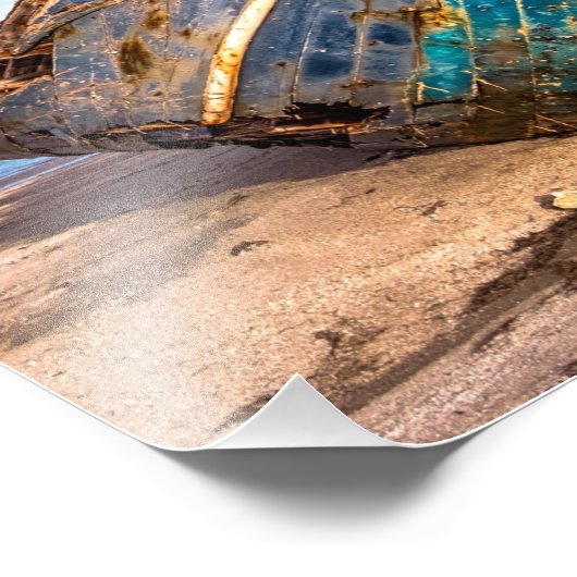 Oude blauwe boot van de Seashore Foto Afdruk (Hoek)