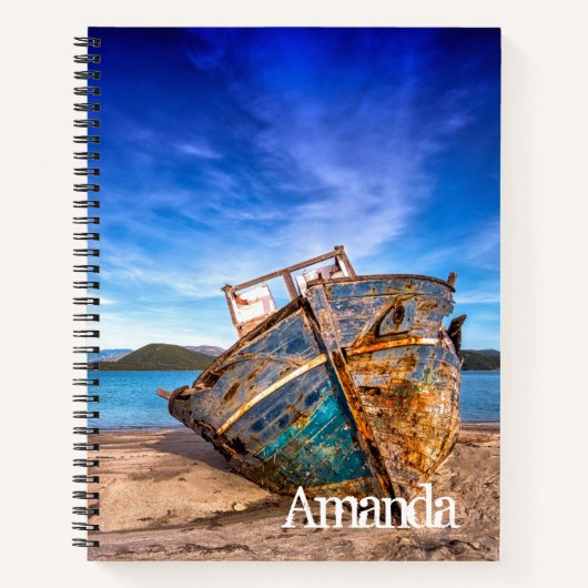 Oude blauwe boot van de Seashore Notitieboek (Voorkant)