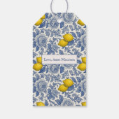 Oude Blauwe Citroen Botanische Patroon Naam Cadeaulabel (Achterkant)
