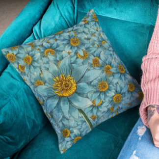 Oude Blauwe Dahlia - Botanisch Bloemendecor Kussen