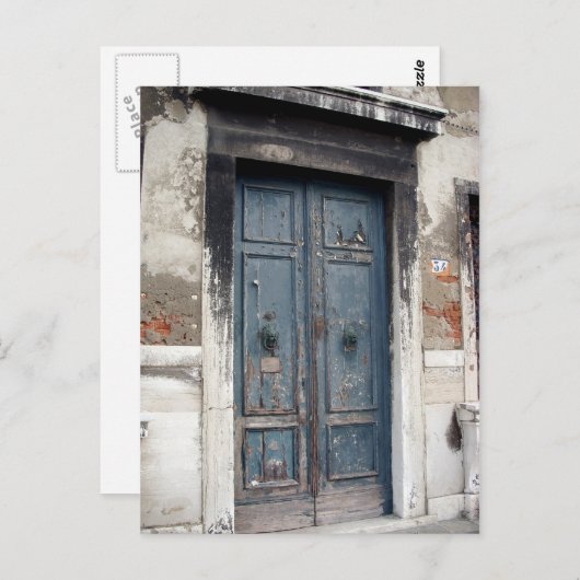 oude blauwe deur briefkaart (Voorkant / Achterkant)