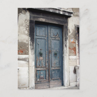 oude blauwe deur briefkaart