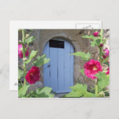 Oude blauwe deur met honingzucht briefkaart (Voorkant / Achterkant)