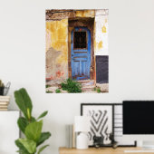 Oude blauwe deur Mykonos Griekenland Poster (Thuiskantoor)