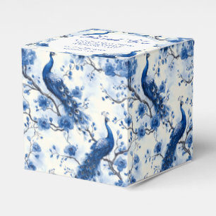 Oude Blauwe Franse Chinoiserie Waterverf Pauw Bedankdoosjes