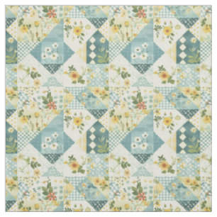Oude Blauwe Gele Groene Patchwork Dekbed Stof