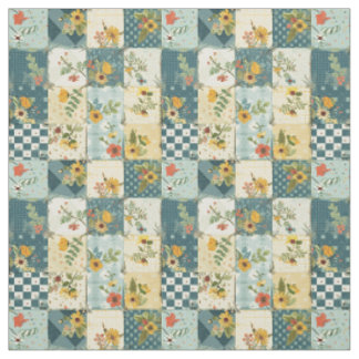 Oude Blauwe Gele Groene Patchwork Dekbed Stof
