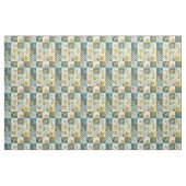 Oude Blauwe Gele Groene Patchwork Dekbed Stof (Fat Quarter)