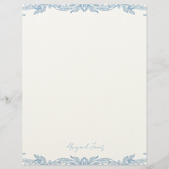 Oude Blauwe Gepersonaliseerde Script Naam Briefhoofd (Voorkant)