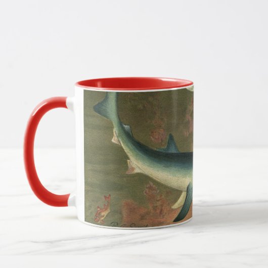 Oude Blauwe Haai die Vis Eet, Zeeleven Mok (Links)