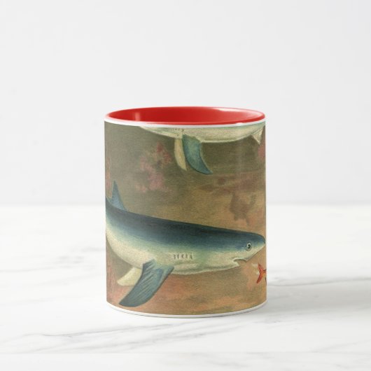 Oude Blauwe Haai die Vis Eet, Zeeleven Mok (Midden)