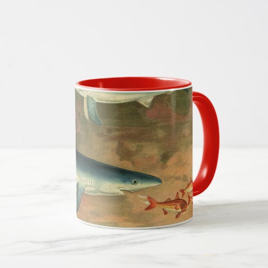 Oude Blauwe Haai die Vis Eet, Zeeleven Mok (Voorkant rechts)