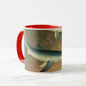 Oude Blauwe Haai die Vis Eet, Zeeleven Mok (Voorkant links)