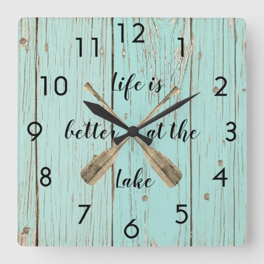 Oude blauwe hek beter op het meer van de Oeren Vierkante Klok (Voorkant)