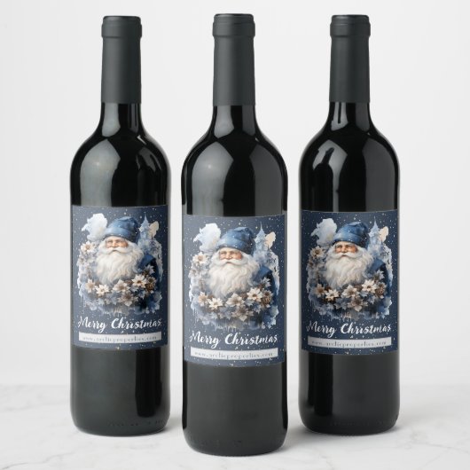 Oude Blauwe Kerstman Vakantie Wijn Etiket (Flessen)