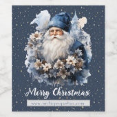 Oude Blauwe Kerstman Vakantie Wijn Etiket (Enkel label)