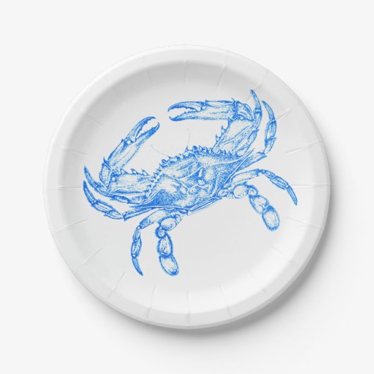 Oude blauwe krab papieren bordje (Voorkant)