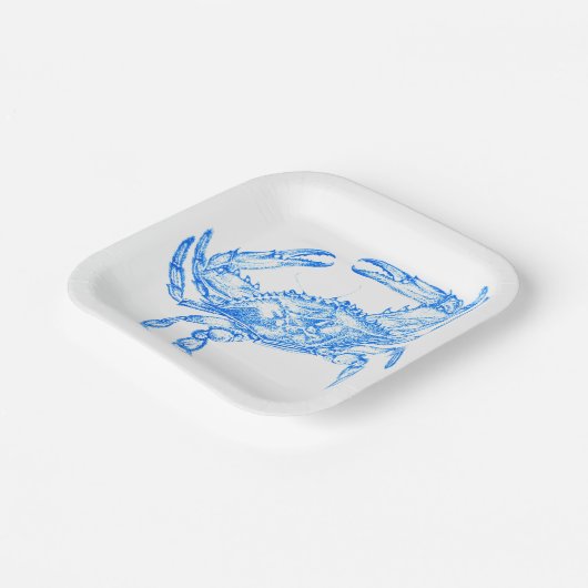 Oude blauwe krab papieren bordje (Gebogen)