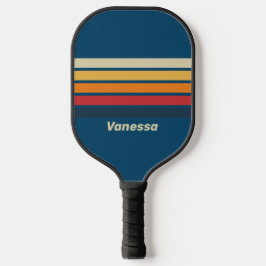 Oude Blauwe Regenboog Overdwars Gestreept met Naam Pickleball Paddle