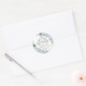 Oude Blauwe Rozen Prinses Koets Baby Shower Ronde Sticker (Envelop)