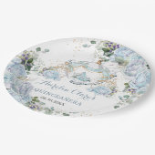 Oude Blauwe Rozen Prinsessen Koets Papieren Bordje (Gekanteld)