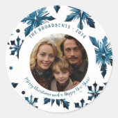 Oude Blauwe Sneeuwvlok Kerst Foto Sticker (Voorkant)