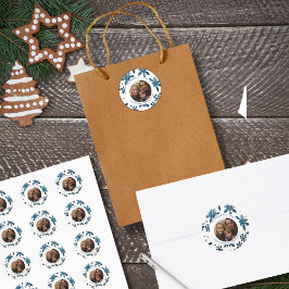 Oude Blauwe Sneeuwvlok Kerst Foto Sticker