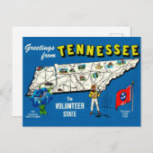Oude Blauwe Tennessee Kaart Ansichtkaart (Voorkant / Achterkant)