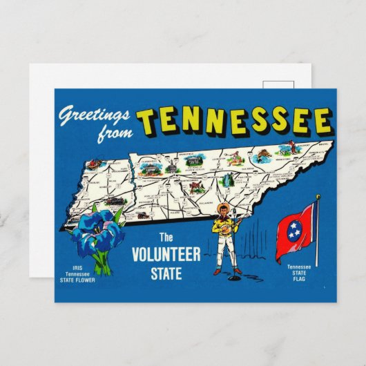 Oude Blauwe Tennessee Kaart Ansichtkaart (Voorkant / Achterkant)