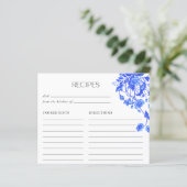 Oude Blauwe Toile Bloem Bruiloft Borrel Recepten (Staand voorkant)
