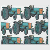 Oude Blauwe Tractor Boerenleven Cadeaupapier (Vlak)