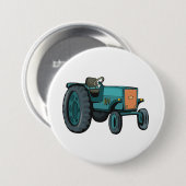 Oude Blauwe Tractor Boerenleven Ronde Button 7,6 Cm (Voorkant /achterkant)