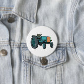 Oude Blauwe Tractor Boerenleven Ronde Button 7,6 Cm (In situ)