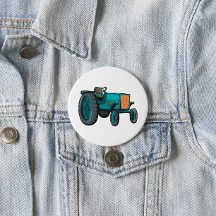 Oude Blauwe Tractor Boerenleven Ronde Button 7,6 Cm