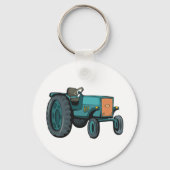 Oude Blauwe Tractor Boerenleven Sleutelhanger (Voorkant)