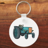 Oude Blauwe Tractor Boerenleven Sleutelhanger (Voorkant)