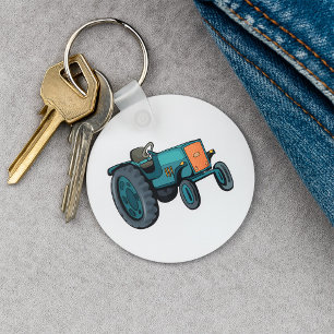 Oude Blauwe Tractor Boerenleven Sleutelhanger