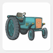 Oude Blauwe Tractor Boerenleven Vierkante Sticker (Voorkant)