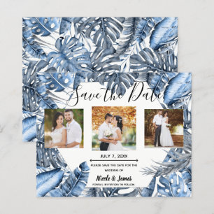 Oude Blauwe Tropische Palmen Trouw Save the Date