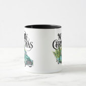 Oude Blauwe Truck Kerstboom Retro Cadeaubeker Mok (Midden)