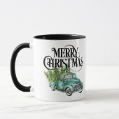 Oude Blauwe Truck Kerstboom Retro Cadeaubeker Mok (Links)