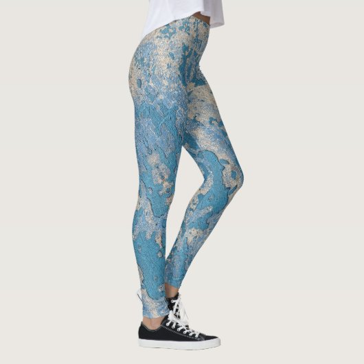 Oude blauwe verf, geplateerd leggings (Rechts)