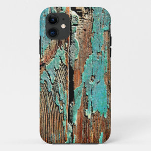Oude blauwe verf op hout iPhone 11 hoesje