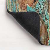 Oude blauwe verf op hout muismat (Hoek)