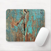 Oude blauwe verf op hout muismat (Met muis)