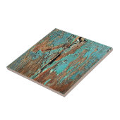 Oude blauwe verf op hout tegeltje (Zijkant)